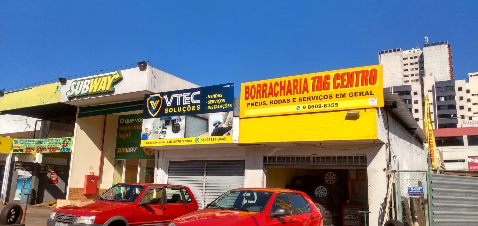 Fachada da loja Evolução Baterias e Borracharia em Taguatinga Centro